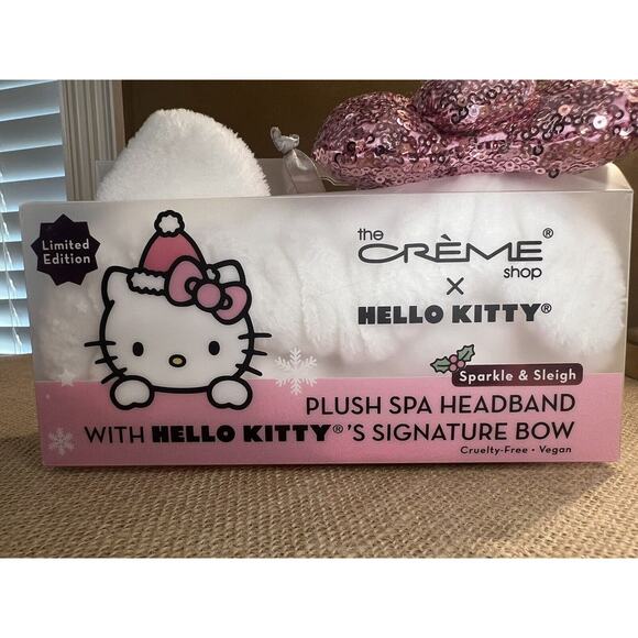 Hello Kitty Sequined Pink Bow Creme Shop Spa Headband Limited Edition NEW - Picture 1 of 10